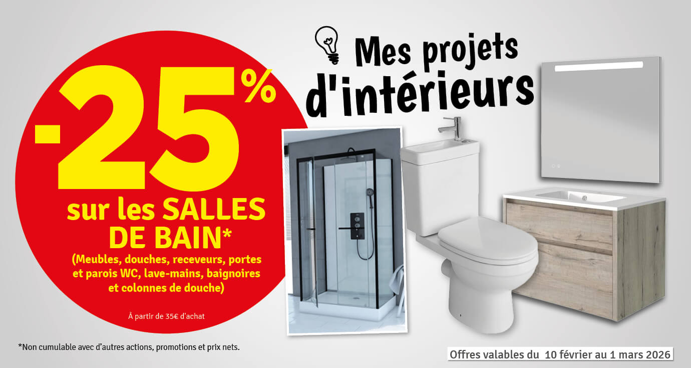 25% sur les salles de bain